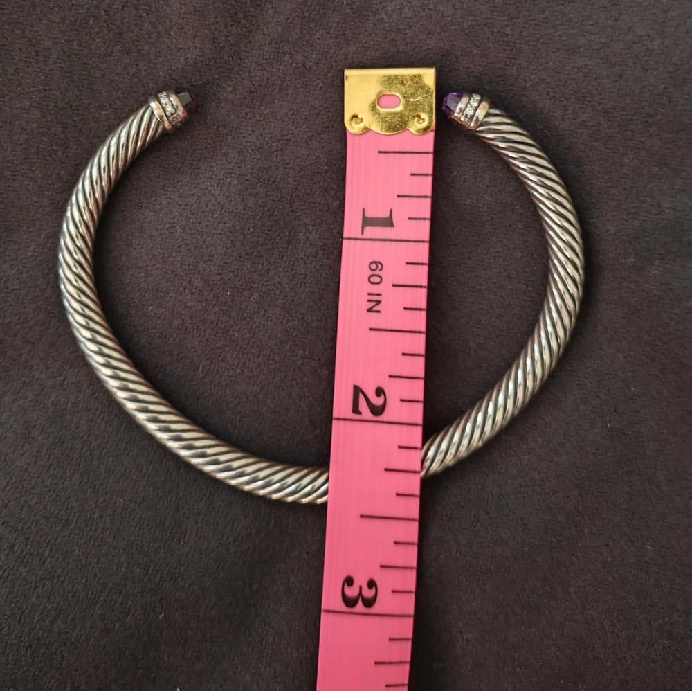 David Yurman Wire Bracelet Amethyst and Diamond 14k & 925 - Picture 13 of 13